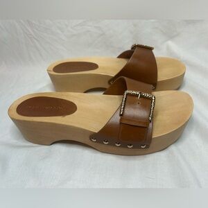 Ulla Johnson Sicily Leather Buckle Clog Sandals – Size 39.5